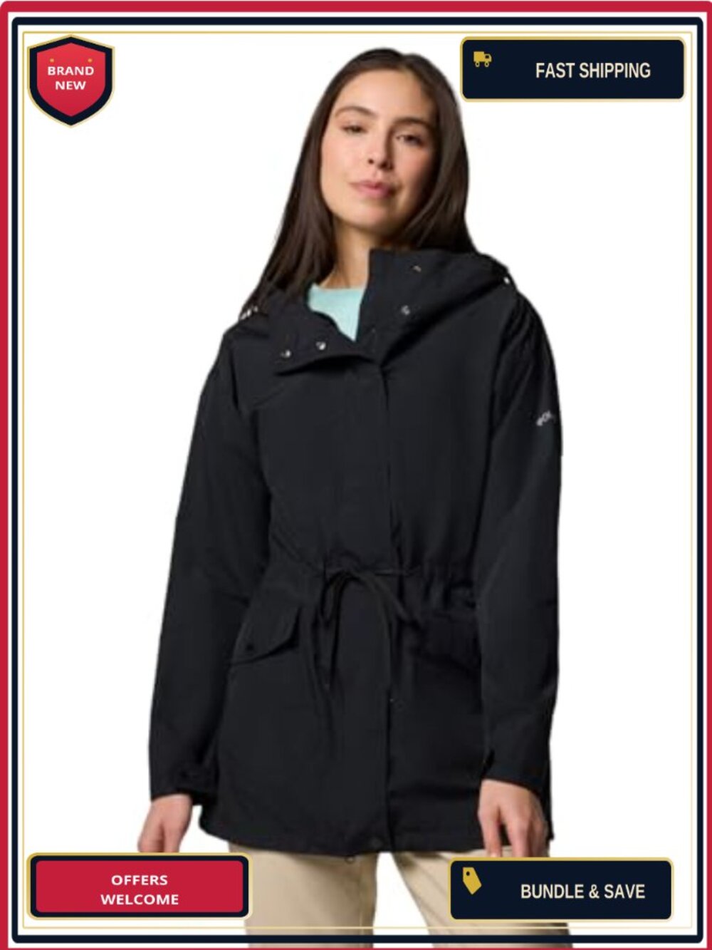 Water Resistant Anorak Jacket with Drawcord Hood & Venting